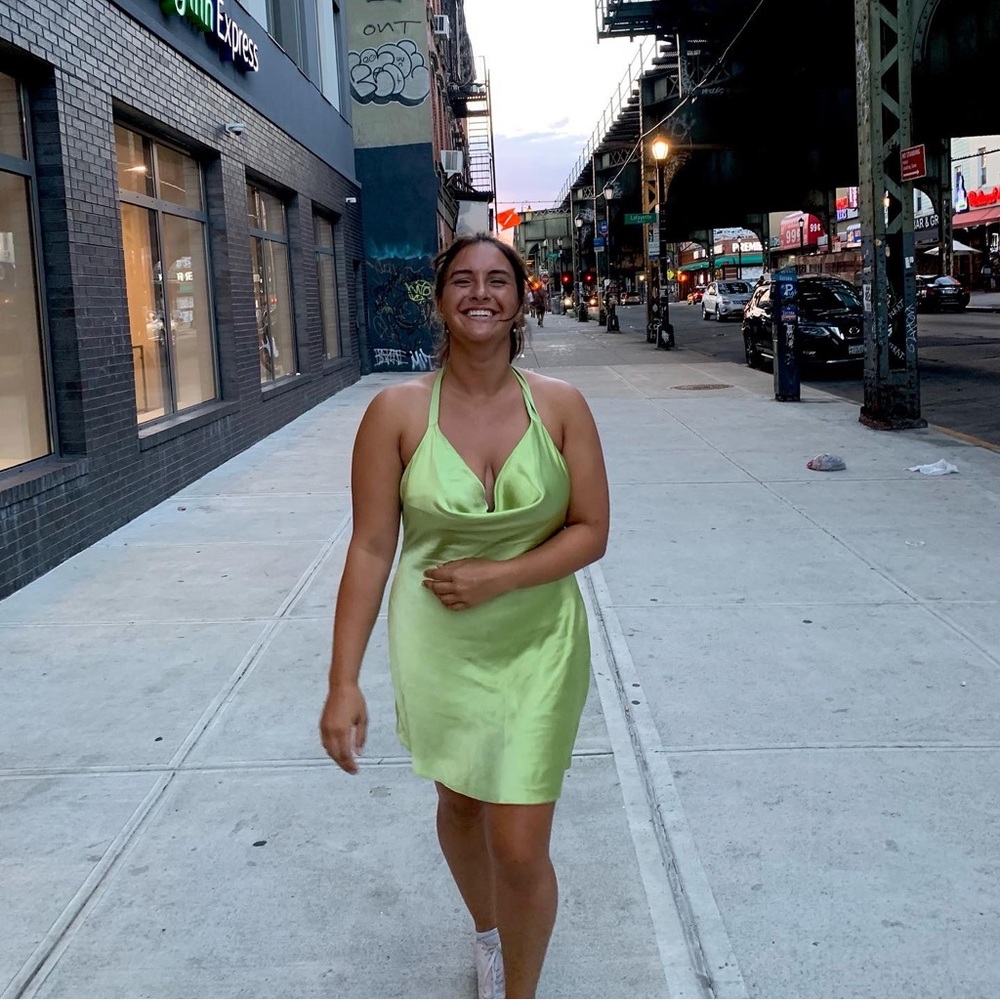 Green Satin Dress